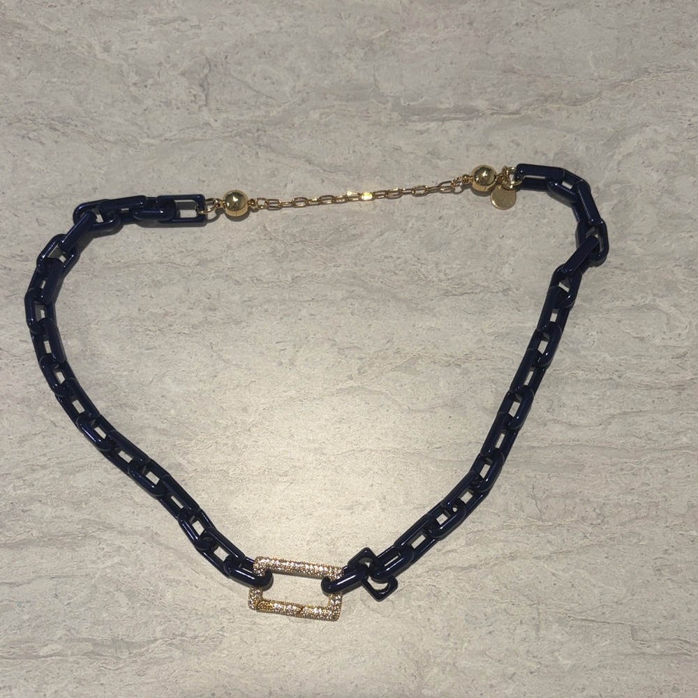 Never Worn Chic Navy and Gold Chain Necklace